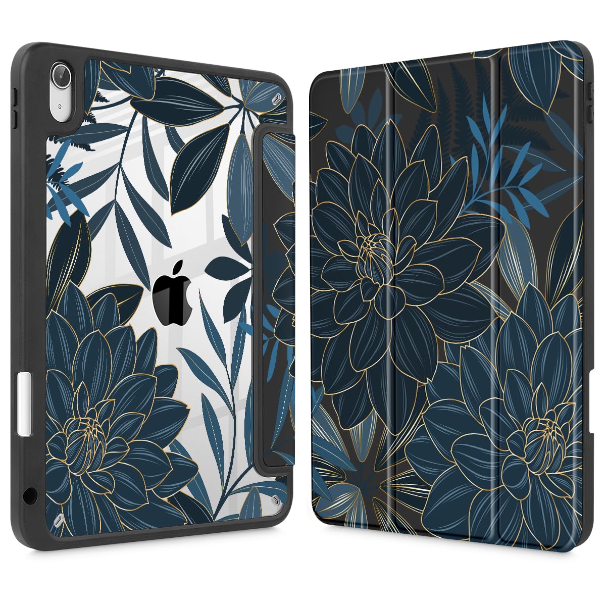 Tuiklol Case for iPad Air 13 (M3 2025 / M2 2024), Buit in Pencil Holder with TPU Protection Shockproof Cover Clear Transparent Back Trifold Stand-Auto