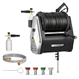 Giraffe Tools Wall Mounted Pressure Washer G30 with Upgraded 1800W Motor, Max 2900 PSI, 2.2 GPM Electric Power Washer with 100ft Retractable Black Pressure Hose, Automatic Rewind, Light Silver