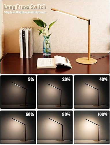 Miniatura 3 de Lámpara LED de escritorio, lámpara de ojo de oficina en casa, 3 modos, brillo infinitamente ajustable, metal, ajuste multiángulo, lámpara de