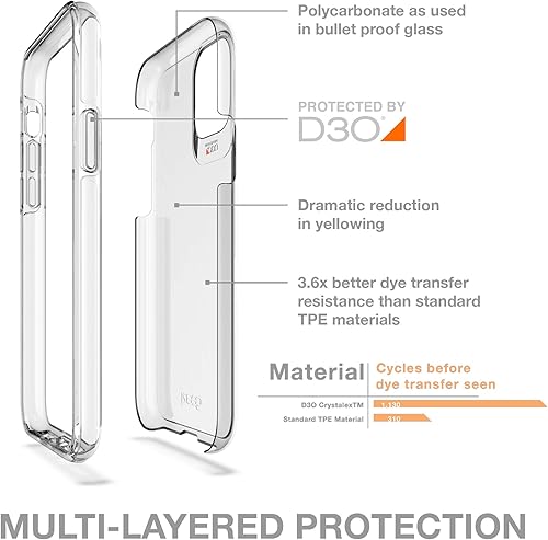 Miniatura 3 de ZAGG Gear4 Crystal Palace - Carcasa para iPhone 11 Pro, protección avanzada contra impactos con tecnología D3O integrada, antiamarillento, cubierta