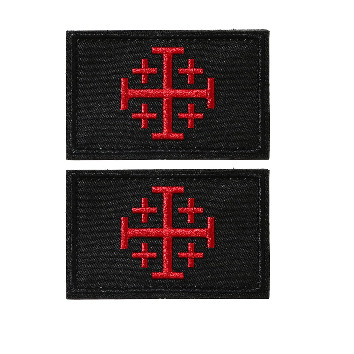 2 PCS Jerusalem Cross Crusader Jihad Patches, Time for Another Crusade Patches, Christian Patches, Hook and Loop, Military Patch for Tactical Backpacks, Clothing, Jeans, Hats, Bags, Jersey Black/Red