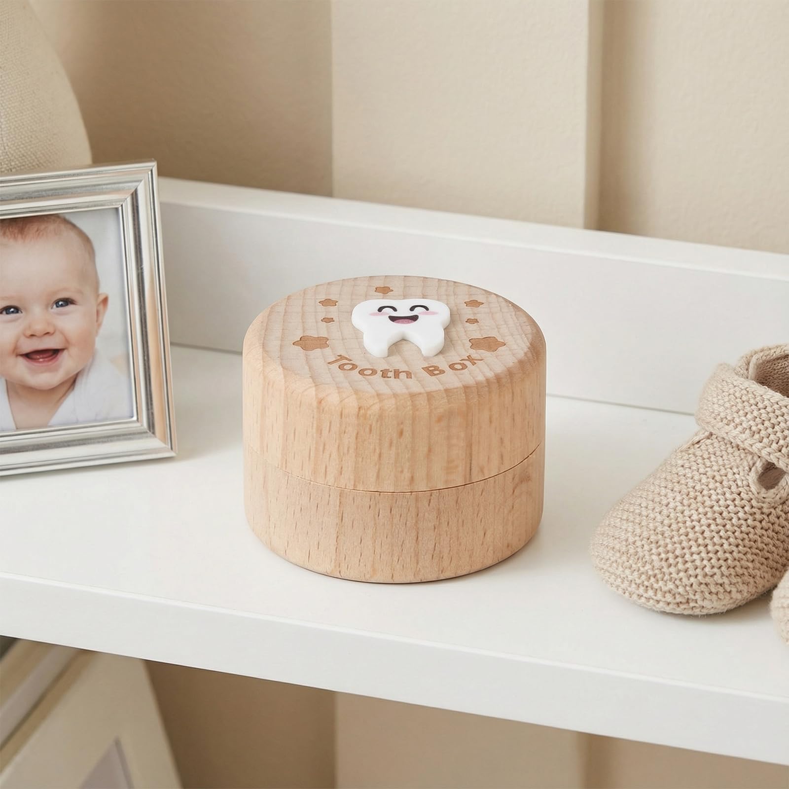 Caja de Dientes de Leche de Madera, Caja Dientes de Leche Niño, Caja de Dientes, Ideal Como Regalo de Bautizo y Cumpleaños, Regalo para Nuevos Padres