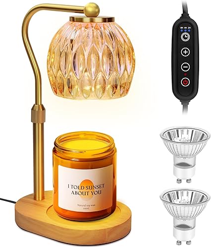 YULOFMVE Lámpara calentadora de velas, calentador de velas con temporizador y regulador, calentador de lámpara de vela de altura ajustable para