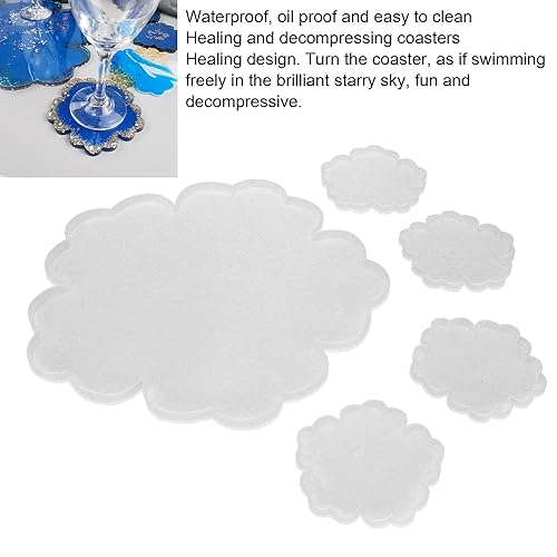 Miniatura 3 de Moldes de posavasos de resina, 5 moldes de posavasos en forma de flor para fundición de resina, moldes de silicona para posavasos de resina, moldes