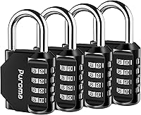 Vista 23 de Puroma - Candado impermeable de combinación de 4 dígitos, para intemperie, para casillero escolar o deportivo, valla, caja de herramientas, puerta