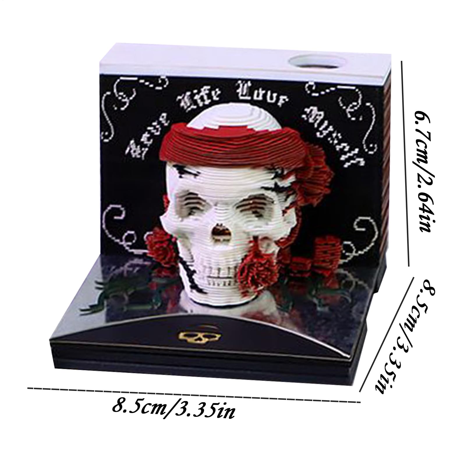 3D Tischkalender 3D Memo Block Abreißkalender Halloween Schädel