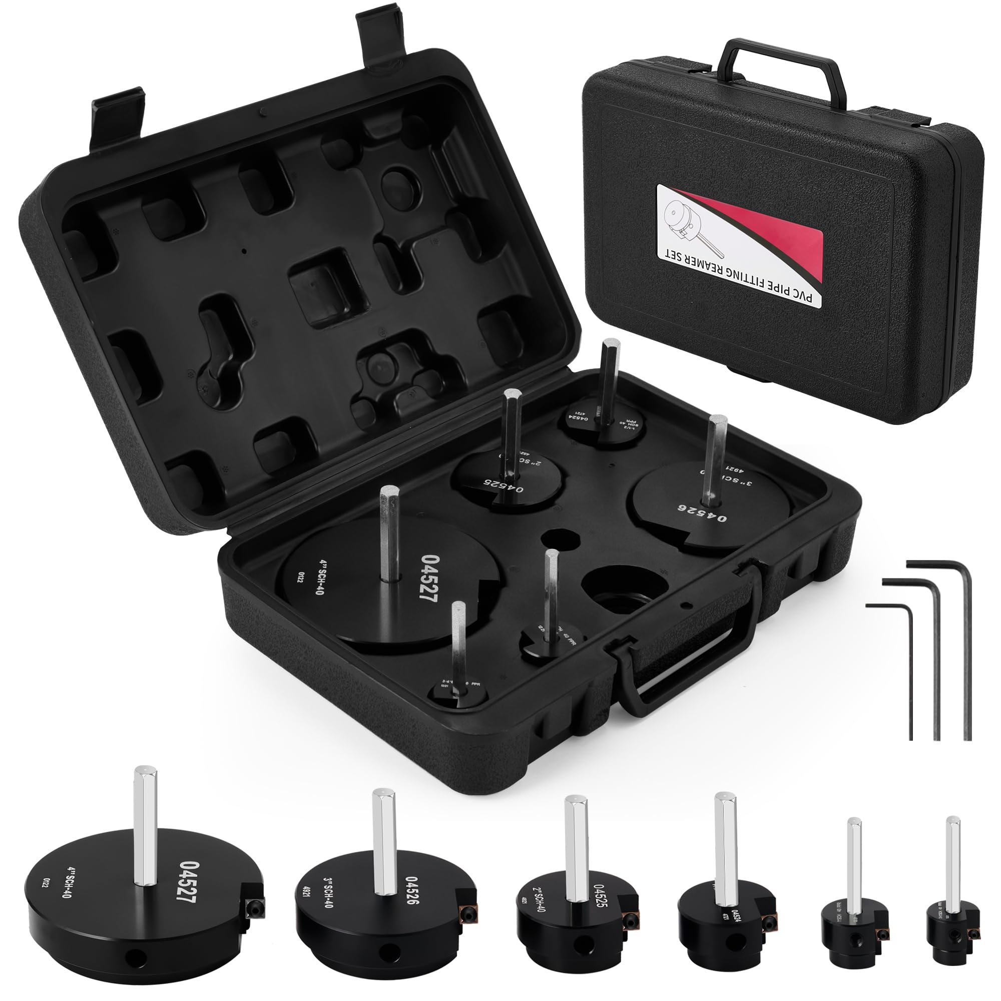 Ultimate PVC Pipe Reamer Kit 6 Pcs PVC Pipe Fitting Saver Pvc Socket Saver Kit with 3/4 inch 1 inch 1-1/2 inch 2 inch 3 inch 4 inch for SCH40 PVC Pipe, PP, PE, CPVC, ABS Pipe