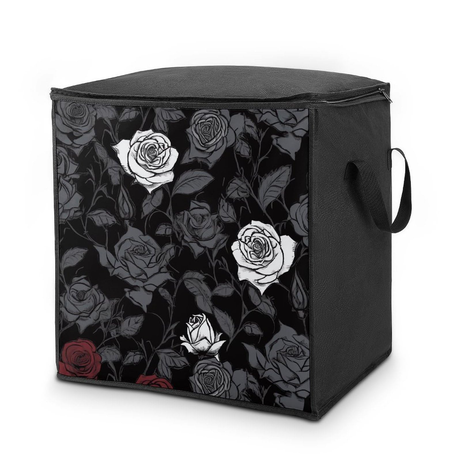 Rose Gothic Storage Bag with Zippers And Handle Extra Large Bedding Comforter Storage Bag Foldable Blanket Storage Bags Fabric Moving Bags for Closet Organizer (70L)