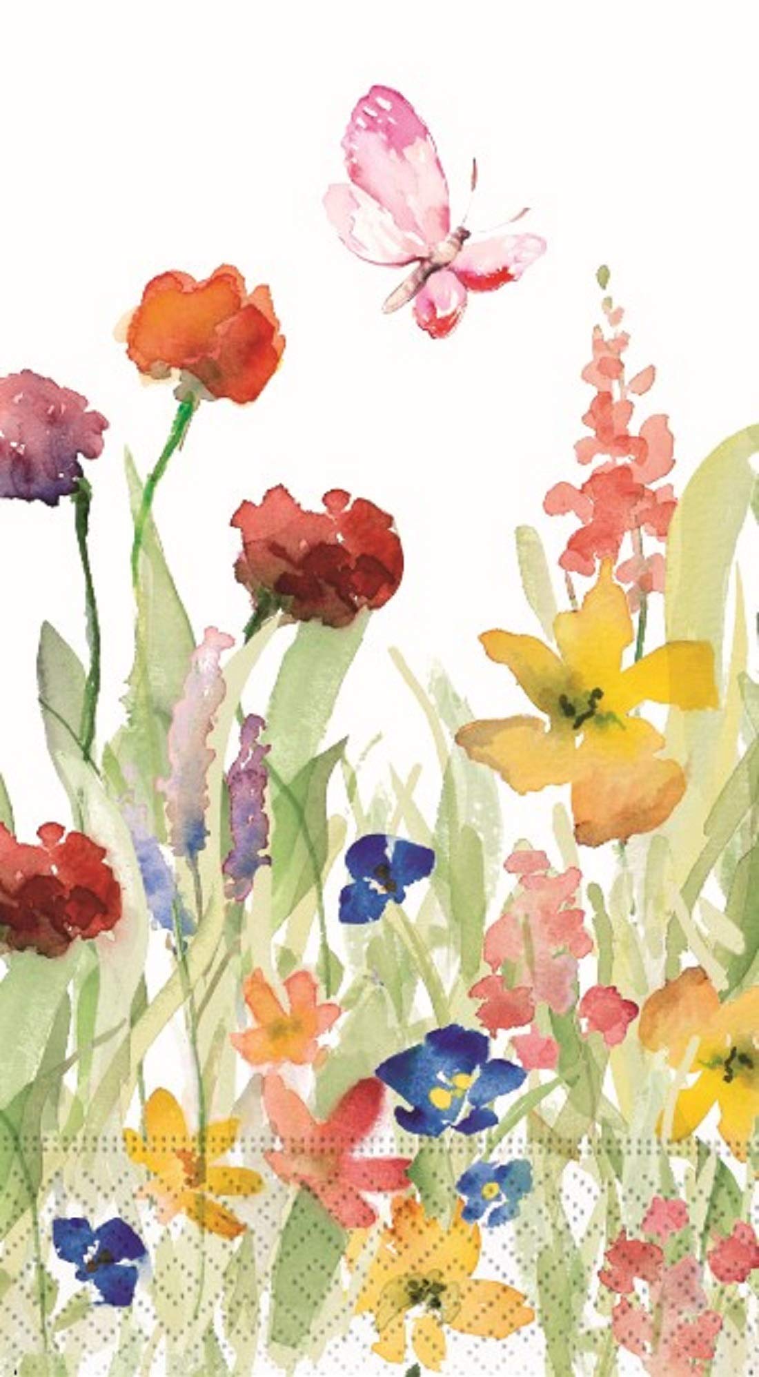 Wildflowers Garden Theme Disposable Guest Towels - Butterflies and Wildflowers - Pack of 15 - 3-Ply Buffet Napkins