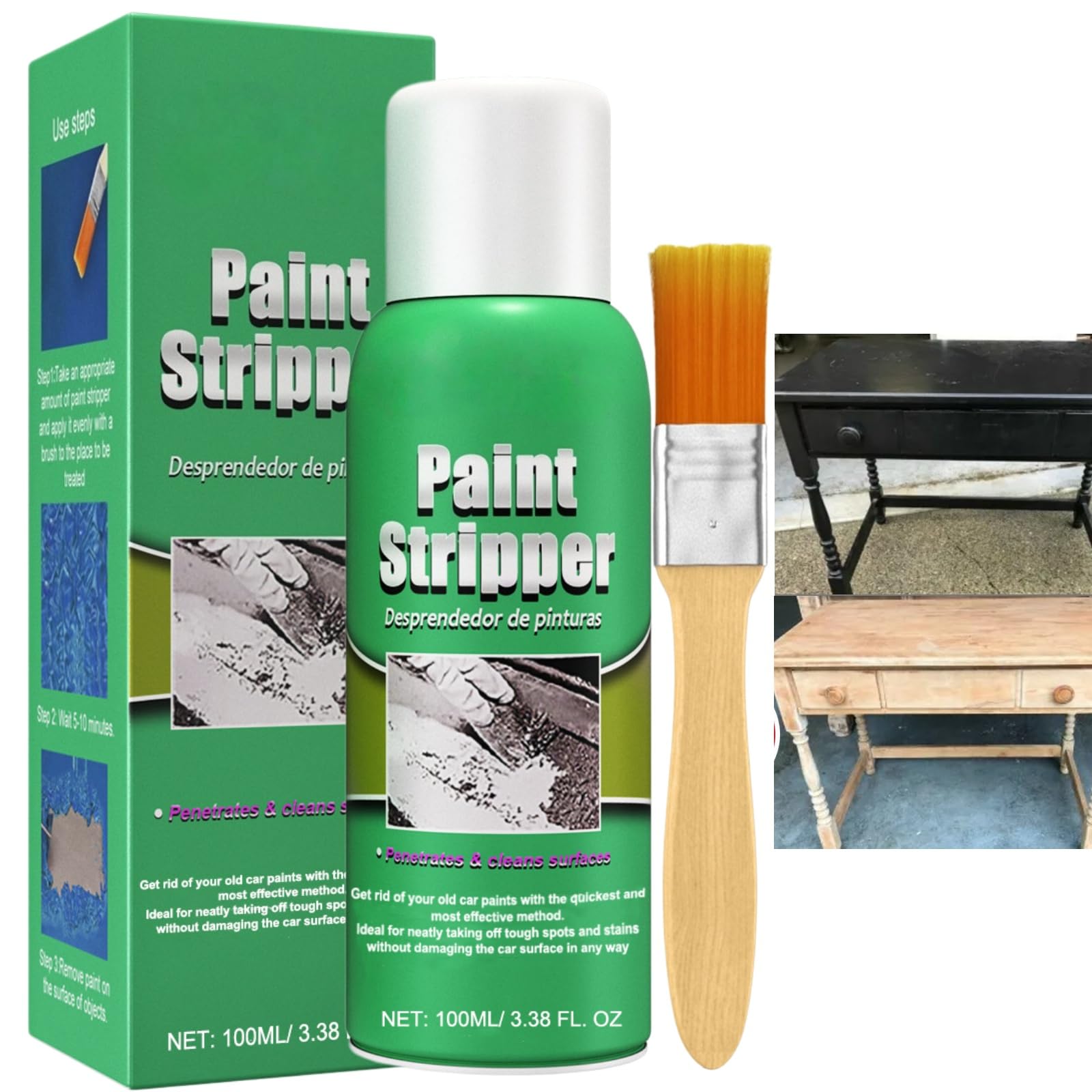 100ml Best Paint Strippers wuth Brush,Heavy Duty Paint Remover for Wood,Paint Remover for Metal Concrete Paint Stripper Metal Paint and Varnish Remover,Concentrated Formula,Rust-Proof for Multisurface