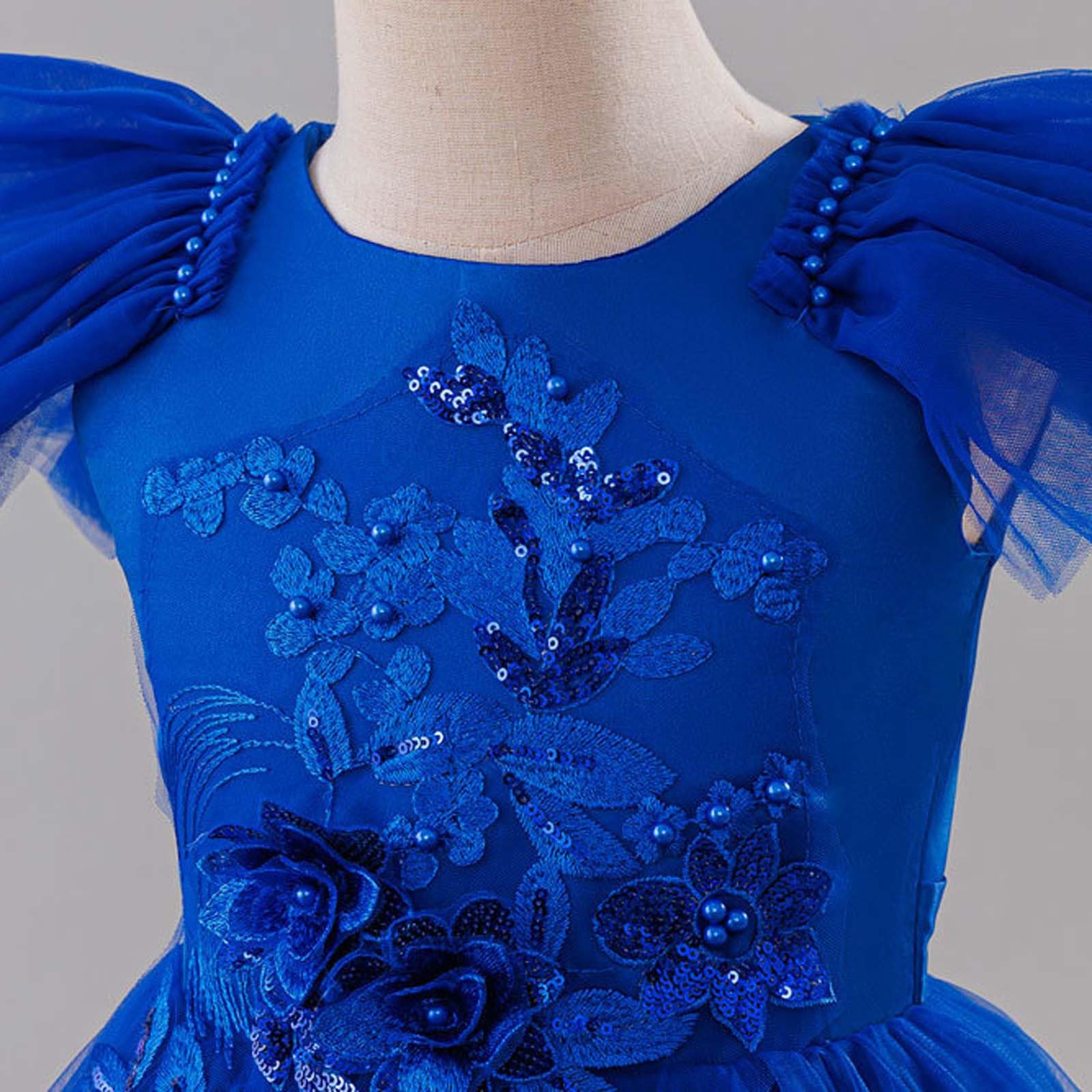 Generico Vestito da Festa per Bambina con Gonna a Strati Lunga e Paillettes Abito Elegante da Sera con Tulle e Volant per Compleanni e Celebrazioni Gonna Paillettes