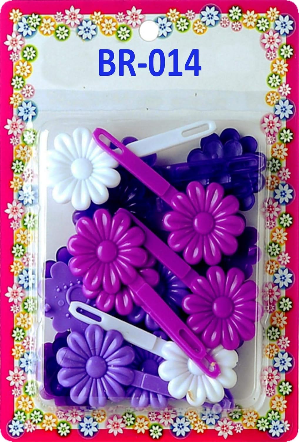 Tara Girls Self Hinge Plastic Flower Hair Barrettes 18