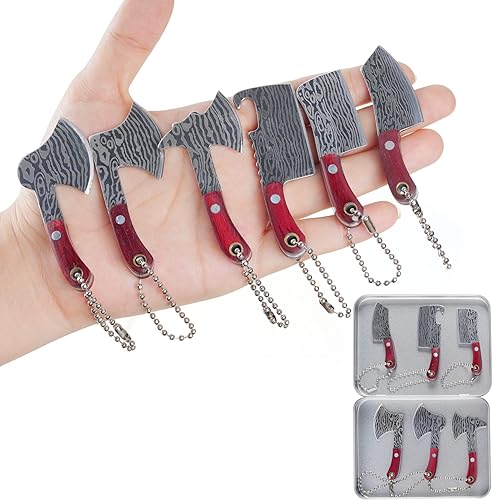 Juego de cuchillos de bolsillo de Damasco mini juego de cuchillos de chef de cocina juego de cuchillos de chef pequeños llavero de cuchillo pequeño