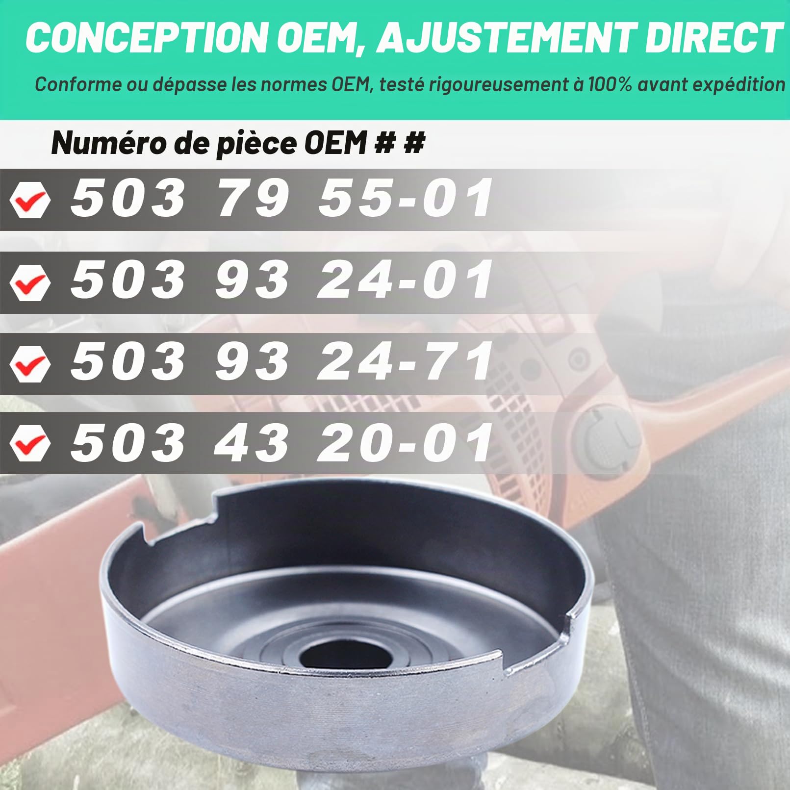 Embrayage et Jante de pignon Tambour d'embrayage Kit pour Husqvarna 362 365 371 372 XP Pièces de rechange avec Vis sans fin, Roulement d'embrayage 503 93 24-71