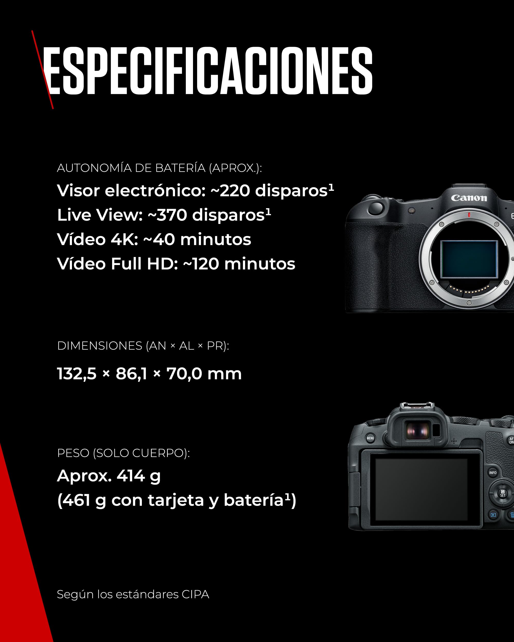 CANON EOS R8 Cámara Mirrorless + Objetivo RF 24-50 mm F4.5-6.3 IS STM + 2X Baterías (Kit de Batería Adicional), Cámara Evil Full Frame (24,2 MP) -6.5 EV, Vídeo 4K 60 fps, Dual Pixel CMOS AF II, Negro