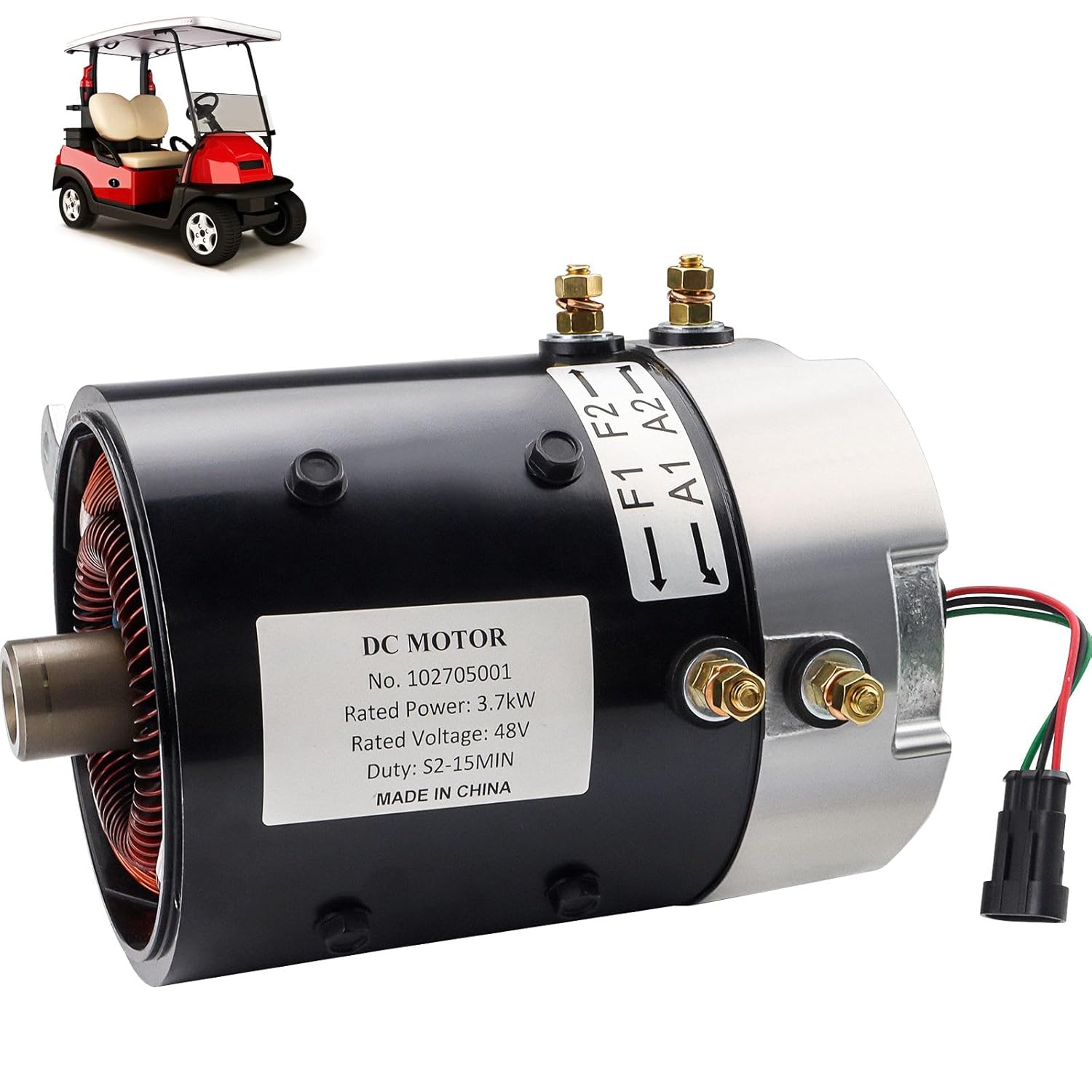 48V 3.7 KW Golf Cart Motor, Replacement for 2001-Up Club Car DS & Precedent IQ i2 Excel 102705001 102240103