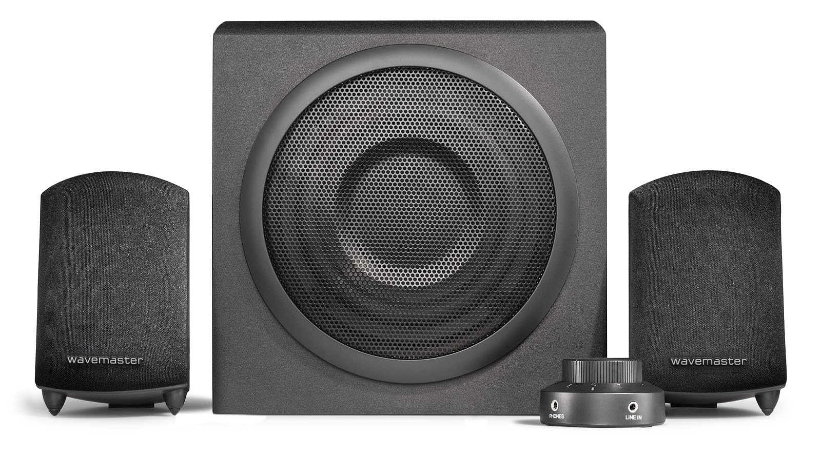 Wavemaster MOODY 2.1 Lautsprecher System (65 Watt) Aktiv-Boxen Nutzung für TV/Tablet/Smartphone/PC schwarz (66202)