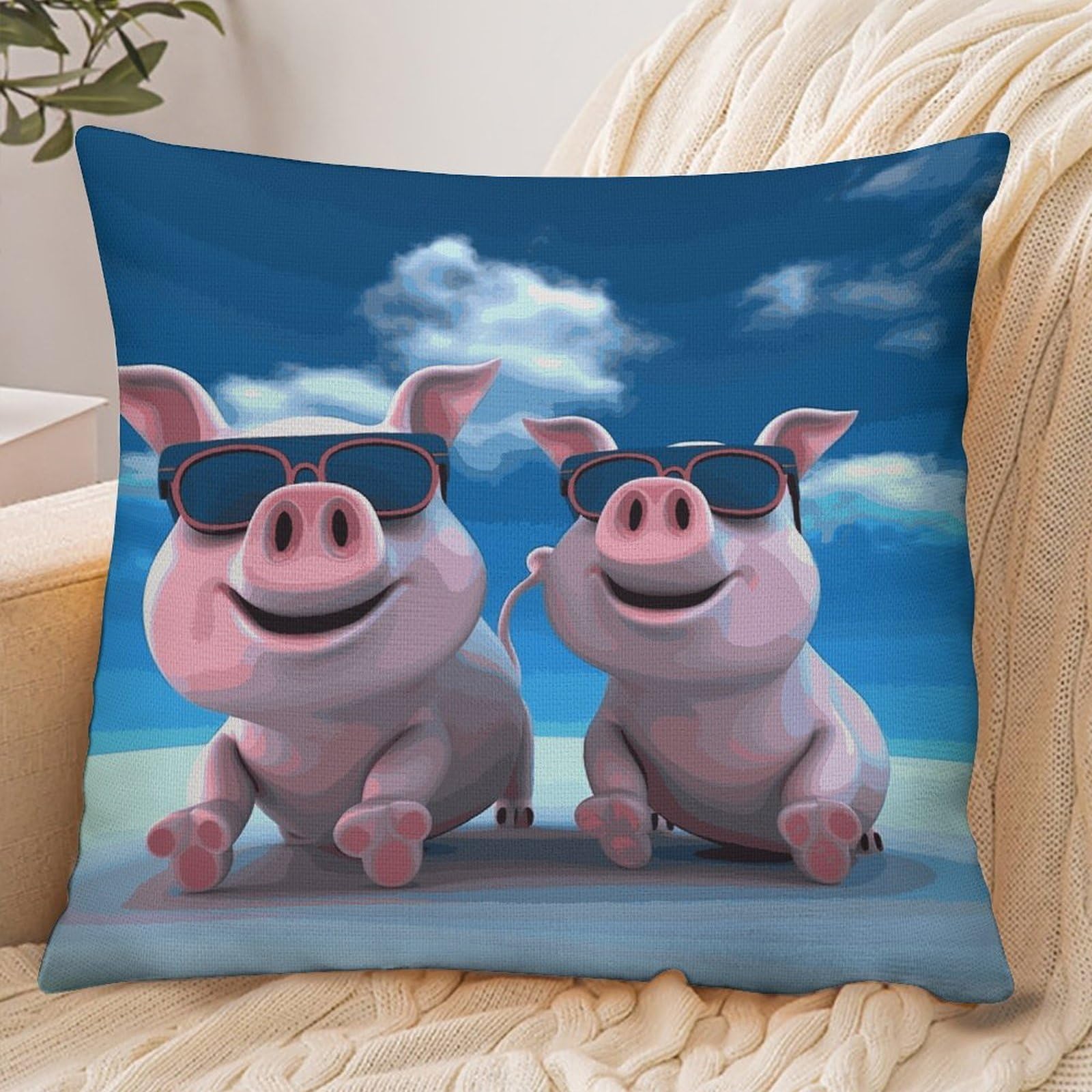 Fekiloot Style Funny 3D Piggies Pillowcase Pillow Sham Pillow Case