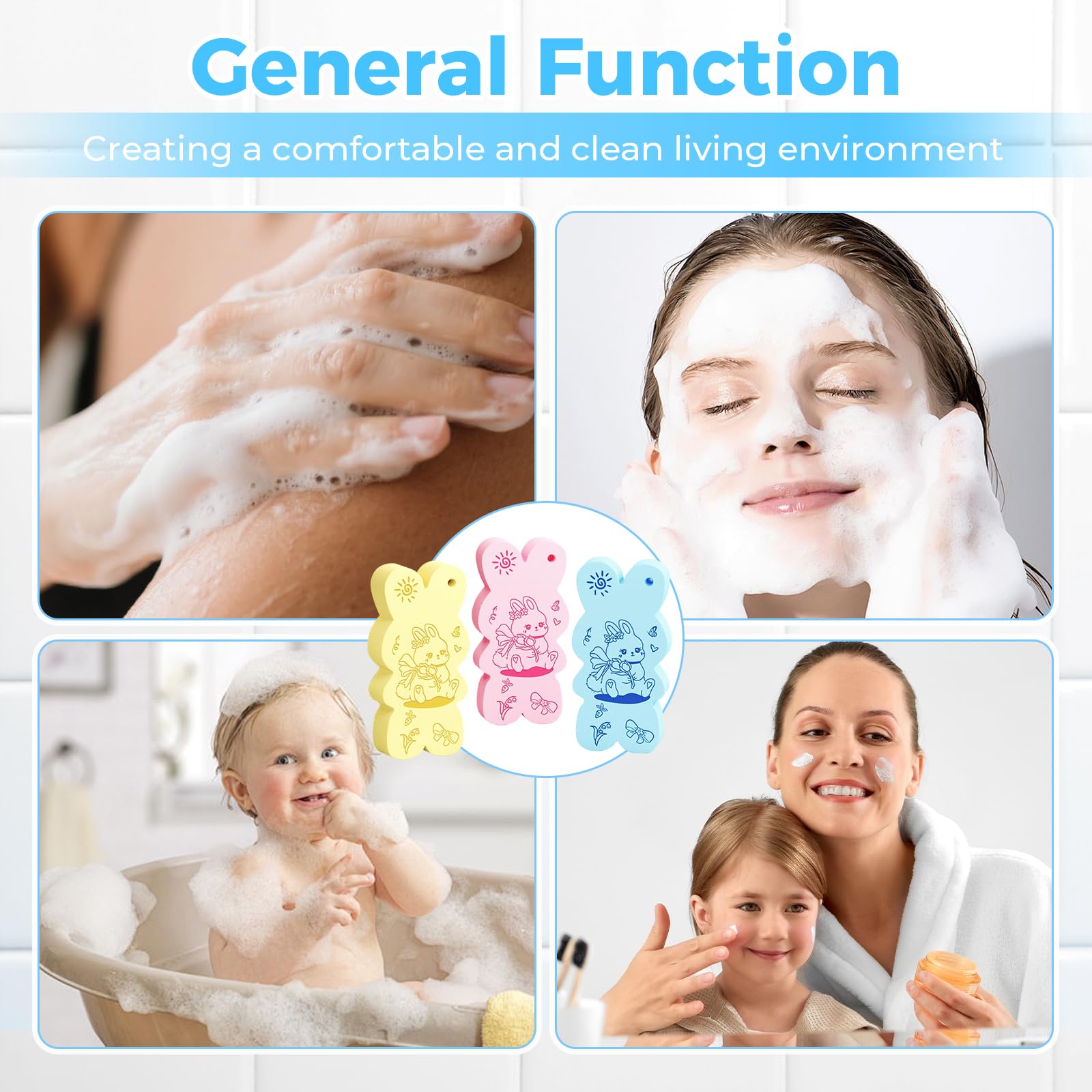 3 esponjas de baño exfoliantes mágicas, exfoliantes mágicos, esponjas de baño exfoliantes súper suaves para ducha, mujeres y hombres, removedor de piel muerta para adultos y niños (6 piezas)