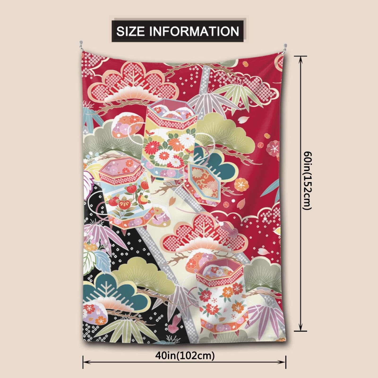 Amazon.co.jp: タペストリー 壁掛け 大判 和風の絵 かわいい花 和柄