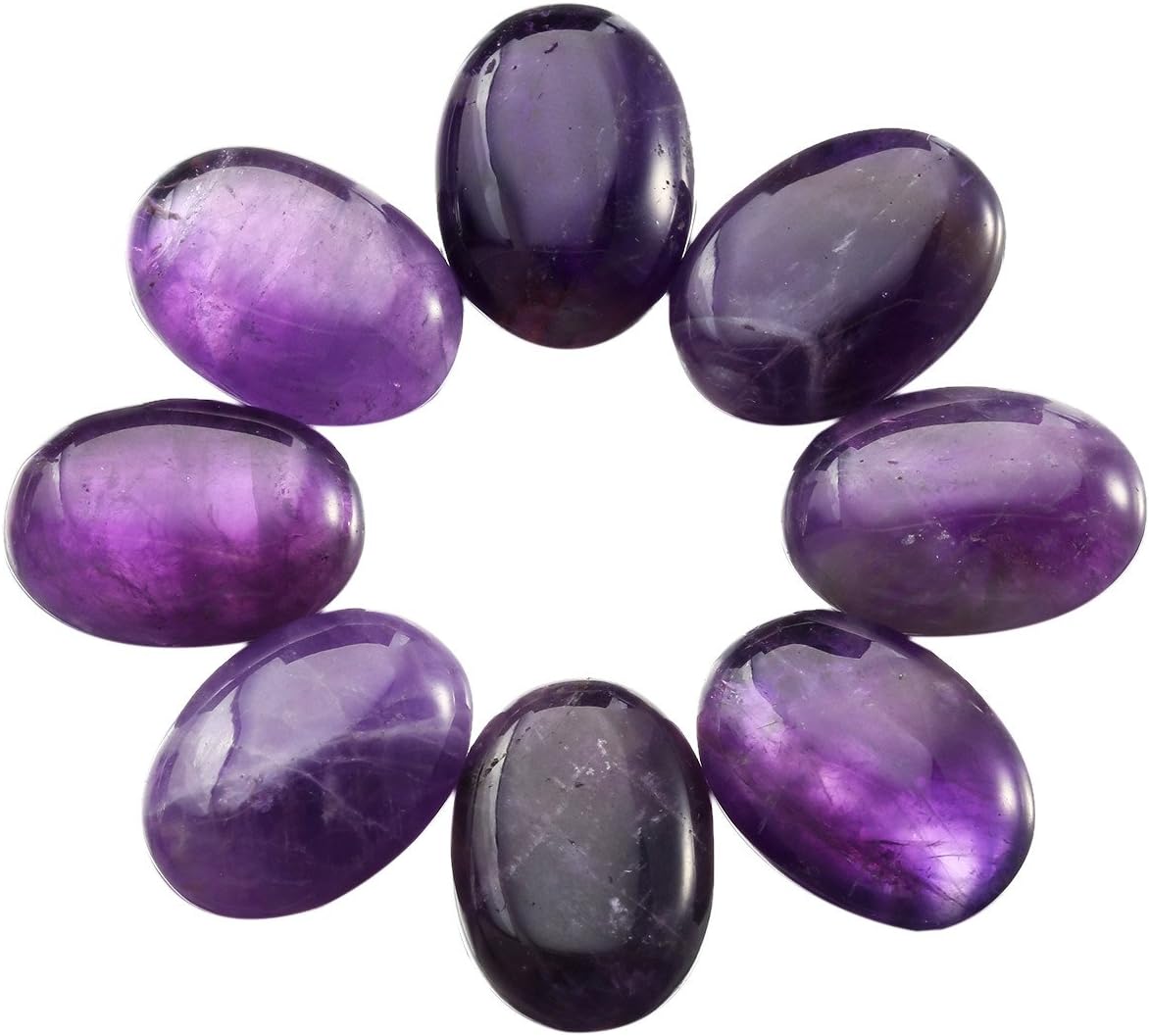 SUNYIK Purple Amethyst Oval Cabochons CAB Flatback for Jewelry Making,18x25mm,Set of 10
