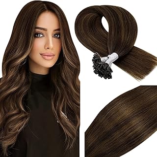 Vivien Brown U Tip Keratin Human Hair Extensions18inch Balayage #2/6/2 Darkest Brown and Chestnut Brown to brown U Tips Extensions Remy Hair Hot Fusion Utip Hair Extensions Human Hair Brown 50g/50s