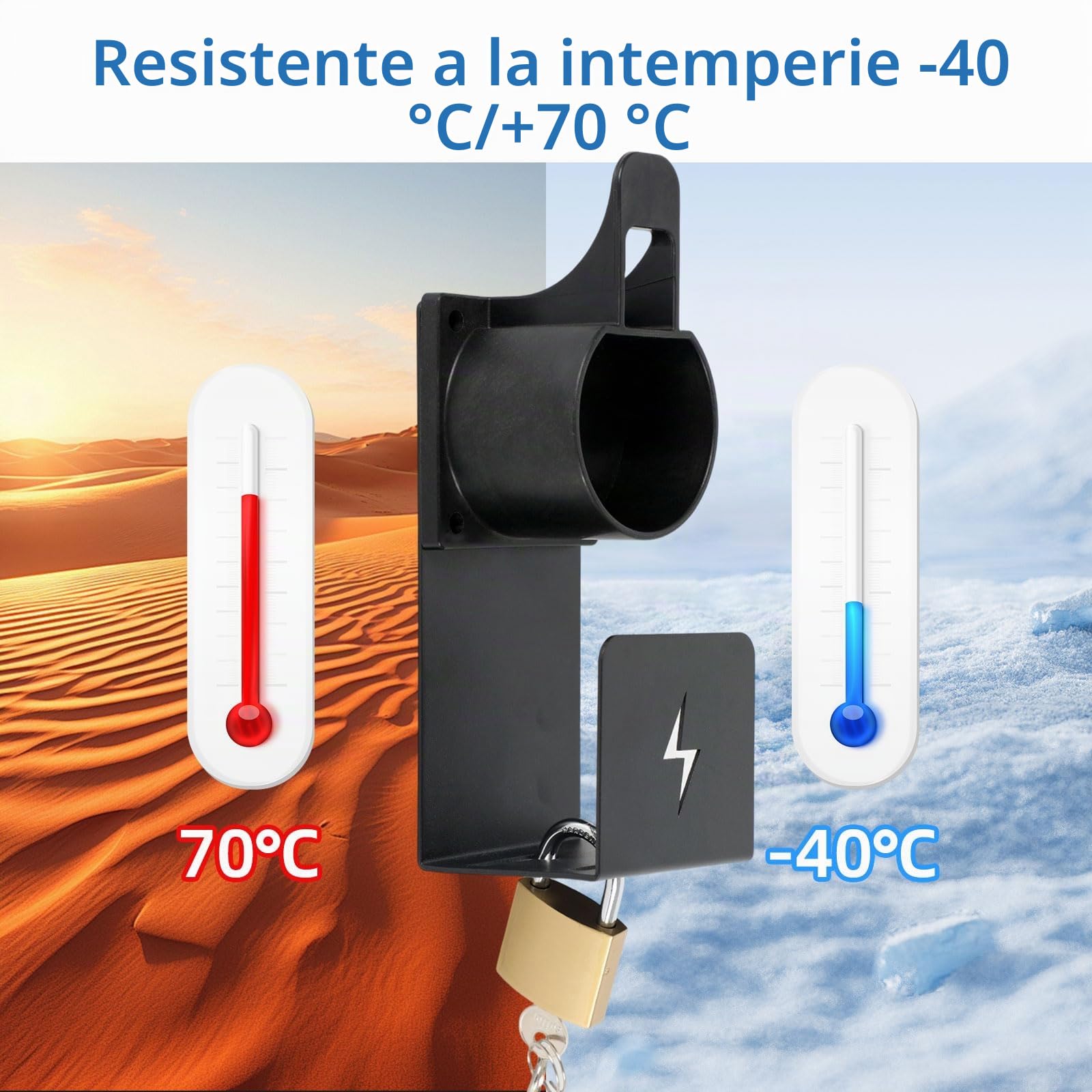 2 soportes para cargador de coche eléctrico, candado, soporte de pared con cerradura para coches eléctricos con conectores IEC 62196-2, cargador de coche eléctrico, organizador de cables para