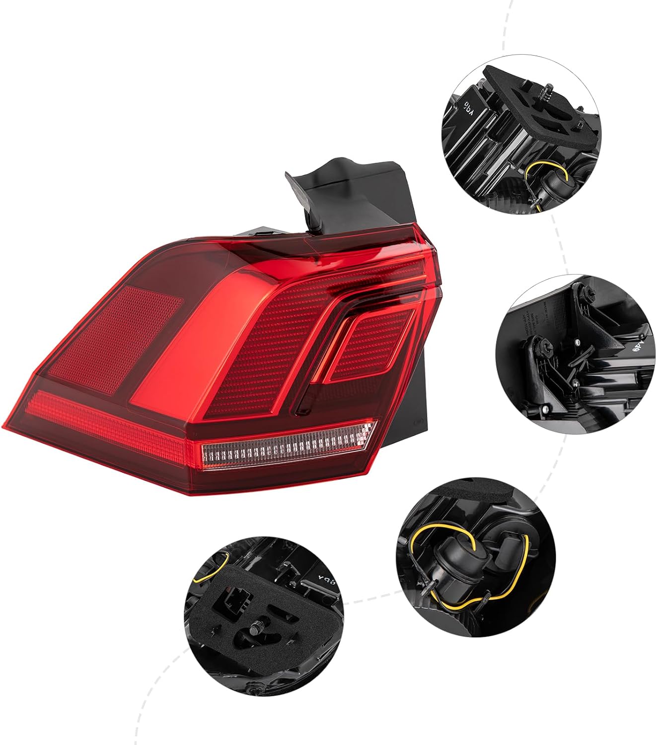 Halogen Tail Light Assembly for Volkswagen Tiguan 2018 2019 2020 2021 2022 2023 Tail Lamp Brake Lamps Left Driver Side Black Housing Rear Tail Light 5NN945095A VW2804126 (Left Driver Side)