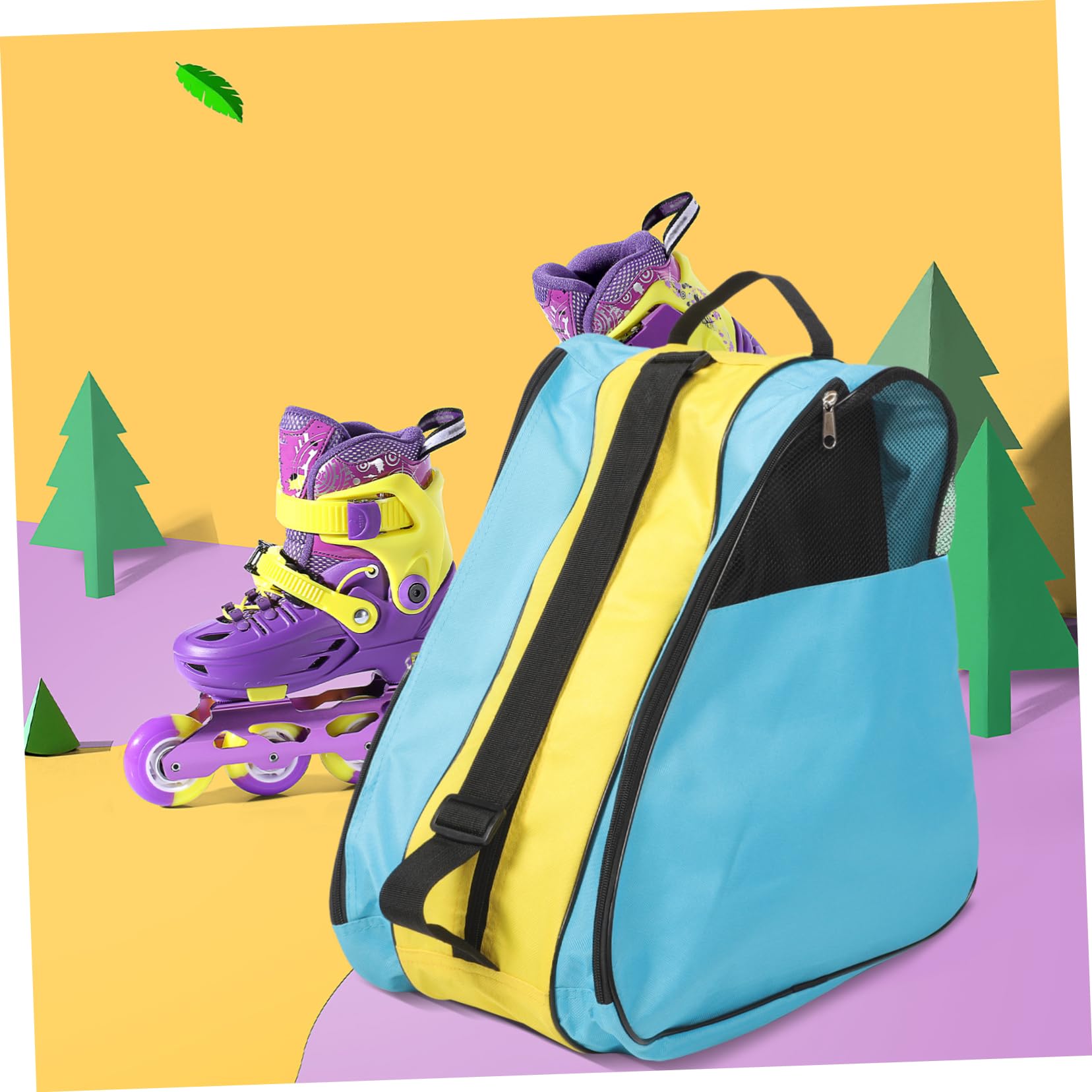 ibasenice Borsa Porta Pattini a Rotelle in Nylon, Zaino Pratico per Trasporto e Protezione, Comoda per Pattinaggio e Uso Quotidiano