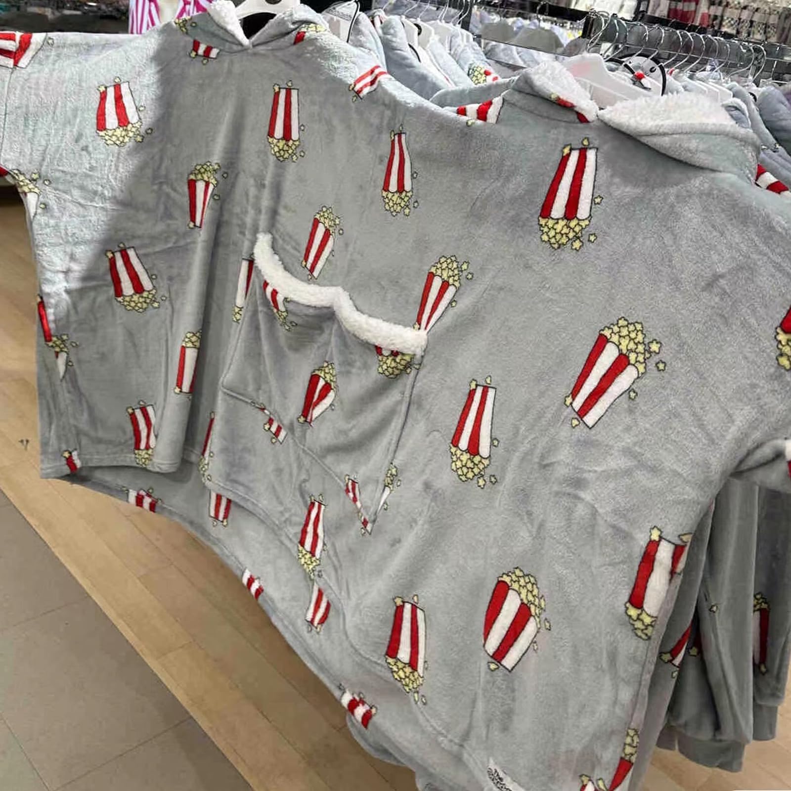 Pijamas Dobles de Franela para Parejas, Pijamas Creativos con Capucha Gruesa, Ropa Cómoda para el Hogar con Bolsillos, Gris, One Size