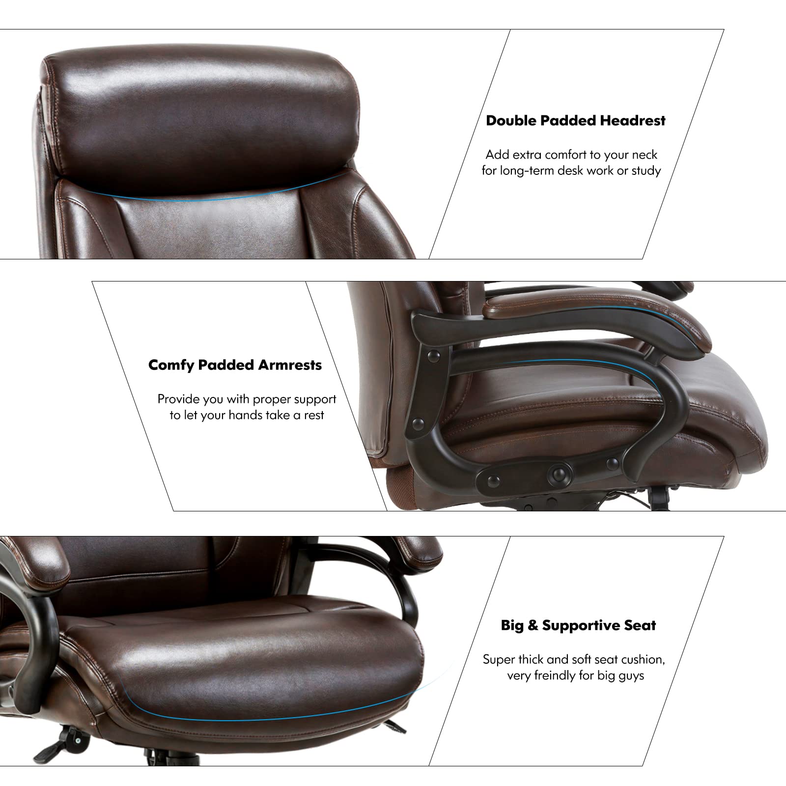 Big and Tall Office Chair 400lbsHeavy Duty Executive Desk Chair, High