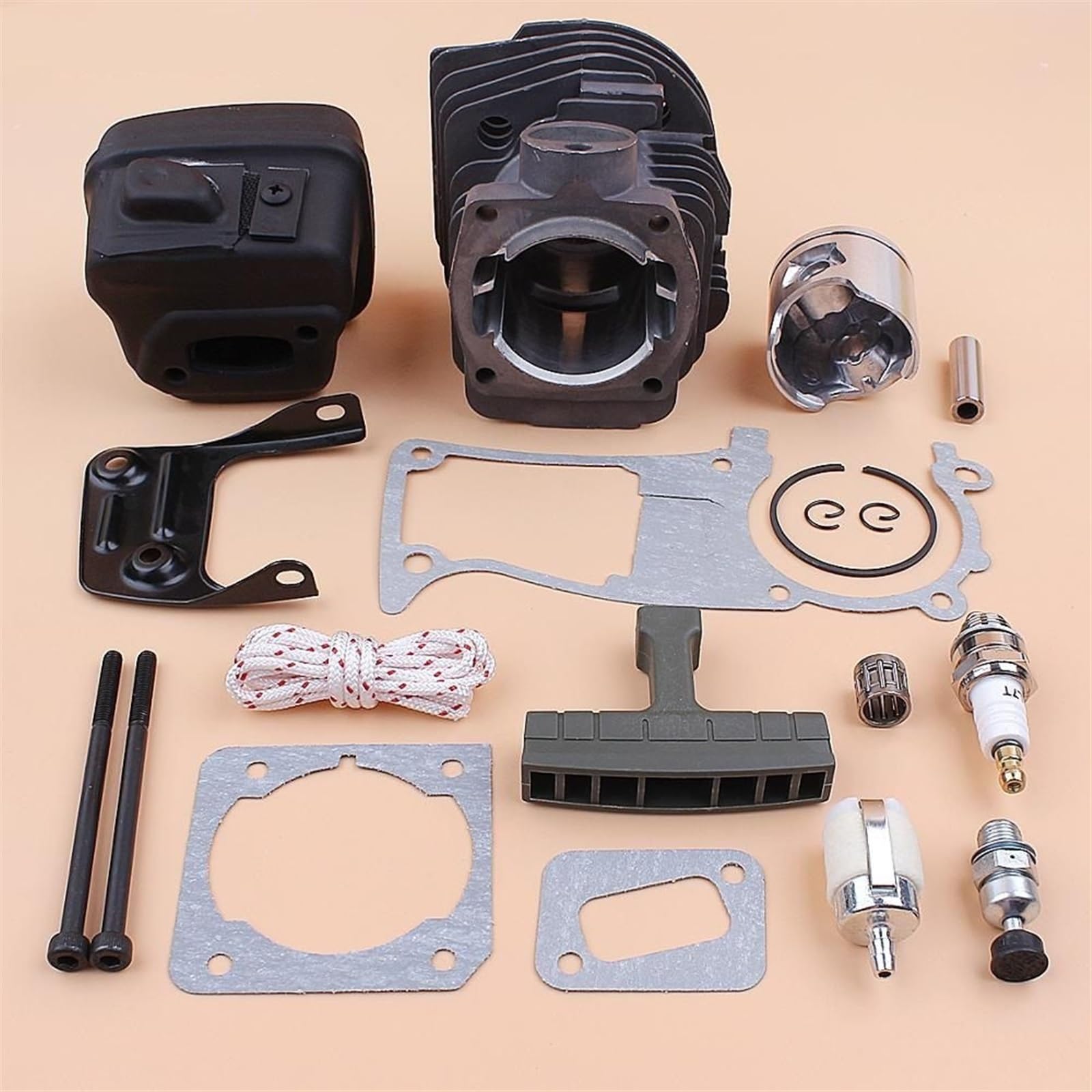 IWBR Silenciador de pistón de cilindro de 44mm, junta de escape, piezas de Motor de válvula aptas for motosierra HUSQVARNA 346 XP 350 351 353