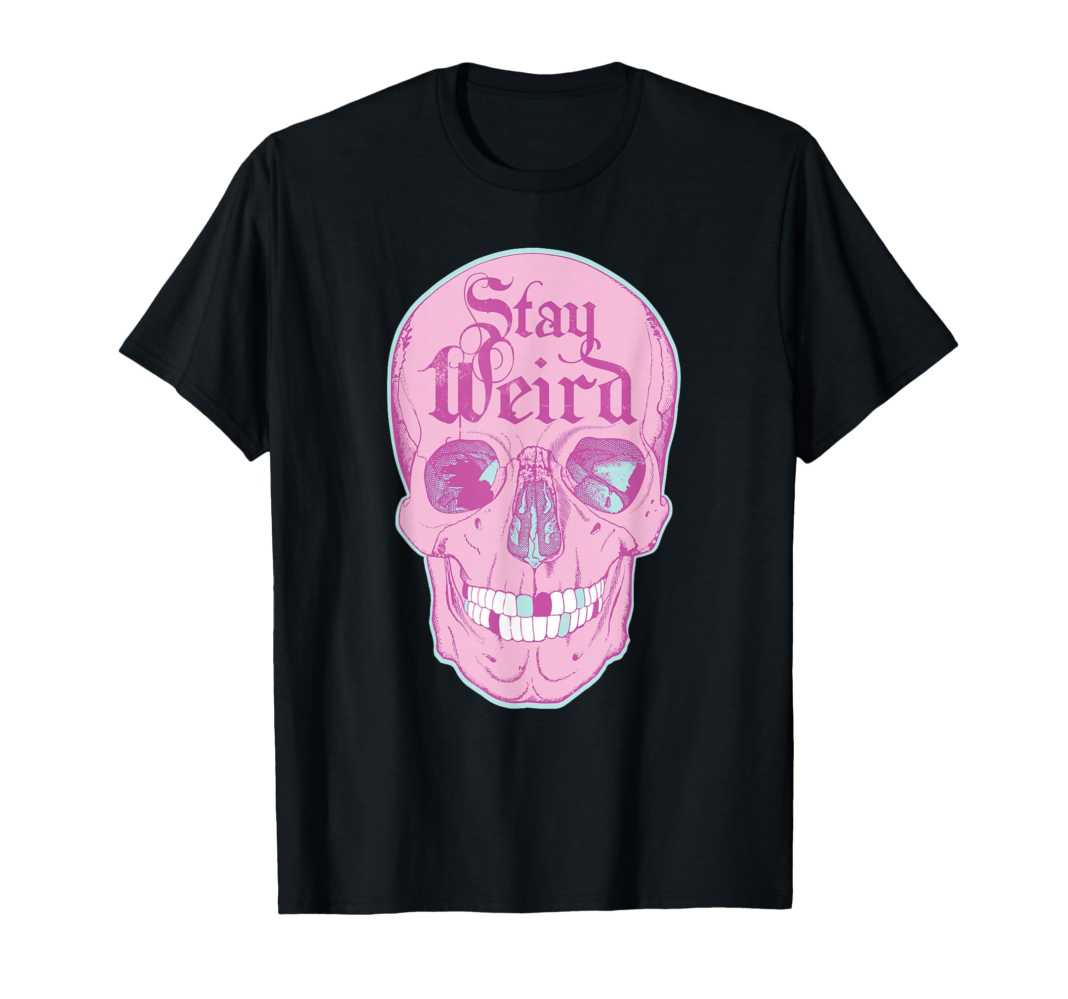 Pastel Goth Girl, Stay Weird, Emo Pink Skull for Teens T-Shirt
