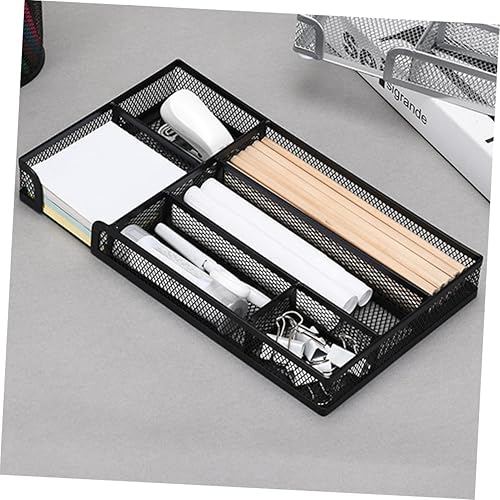 Miniatura 3 de Ciieeo Bandeja de almacenamiento de seis rejillas, divisores de plástico, tocador, tocador, tocador, organizador de cajones de malla negra, bandeja