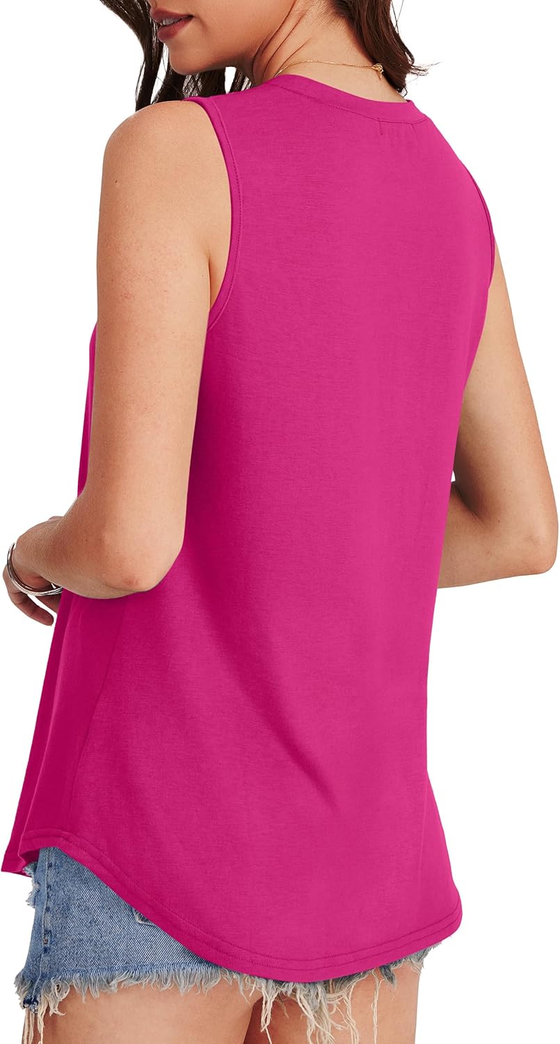 OFEEFAN High Neck Tank Tops for Women Loose Fit Sleeveless Top Summer Clothes Womens Tunic Tops to Wear with Leggings - Image 5