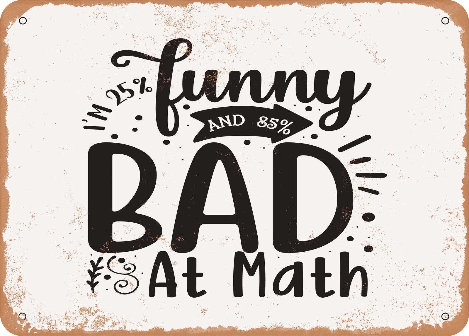 Miaomansenstore Metal Sign - I'm 25% Funny And 85% Bad At Math - Vintage Look Sign Home Decor