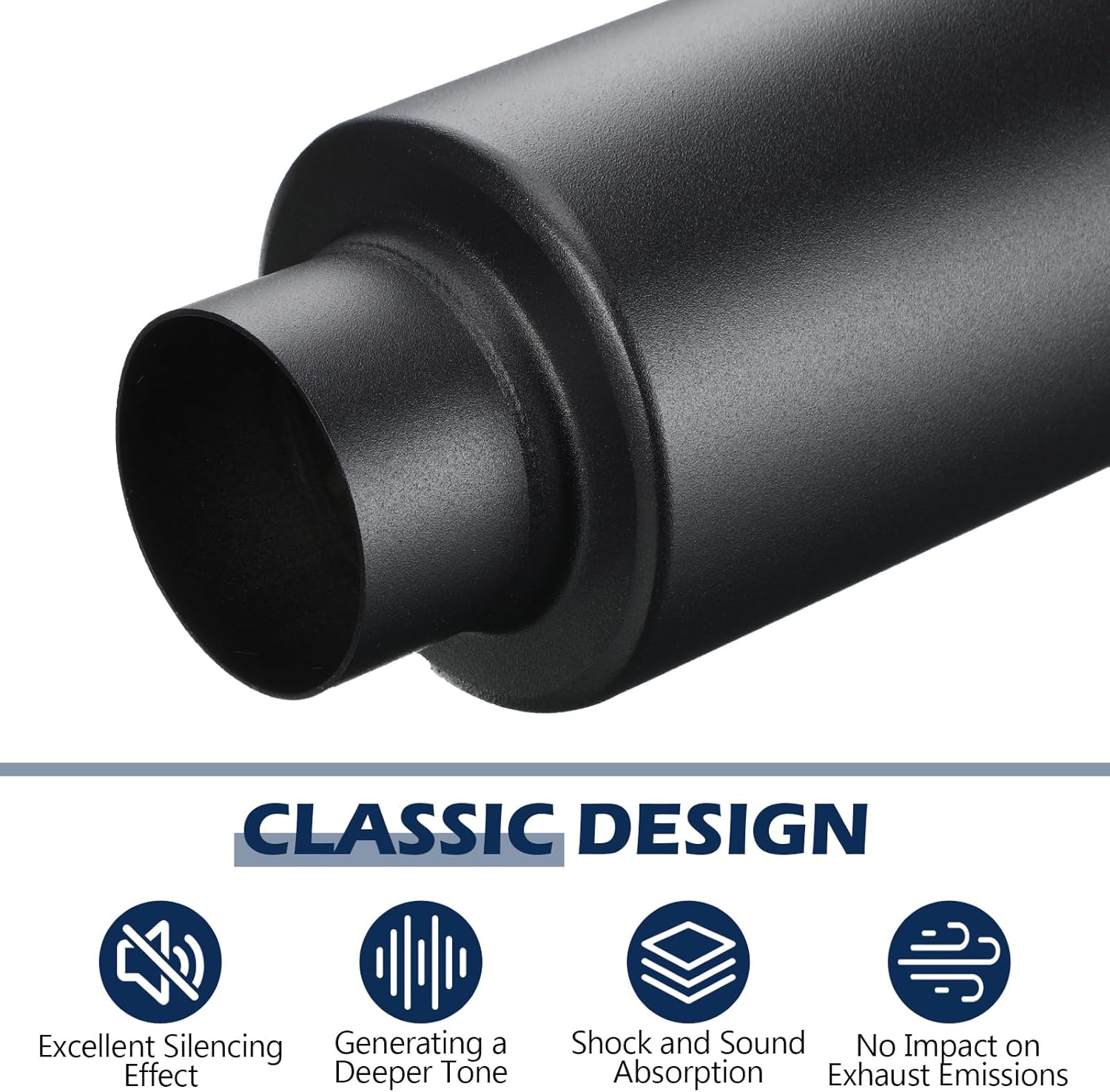 2 Pcs 2.5" Inlet Exhaust Resonator, 2.5" Inlet 2.5" Outlet 11.5" Overall Length Muffler Resonator Stainless Steel, Black