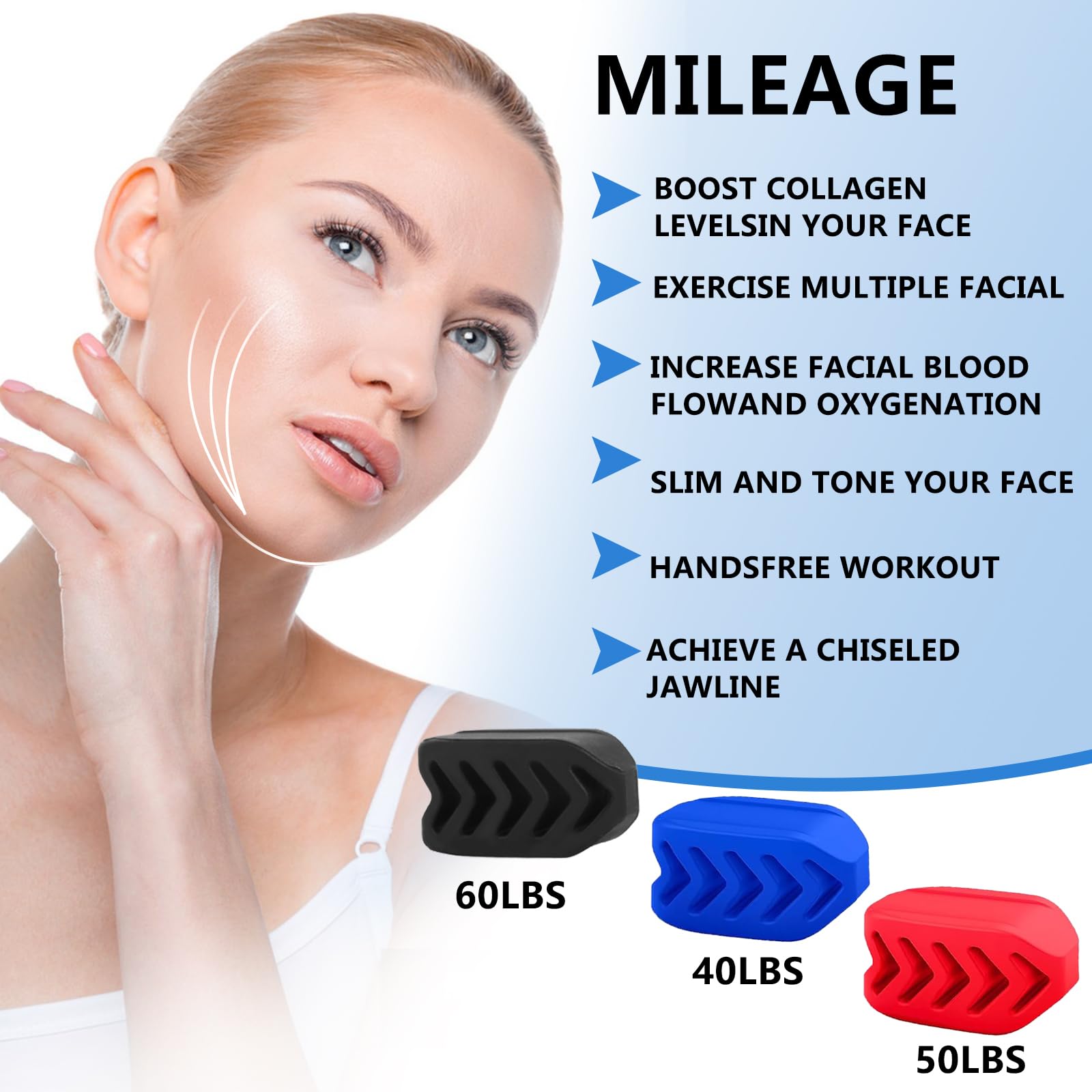 Silikon Jawline Trainer 3 Verschiedene Widerstandsstufen Kiefer Trainer Jaw Exerciser für Männer und Frauen Jawline Toner und Schöne Kieferlinie (6Pcs)