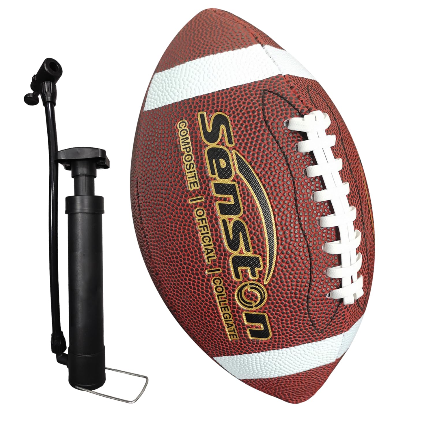 Senston Football Size 9/6 - Premium Composite Leather High School/Kids/Youth Football with Pump Size Foot Ball with Pump