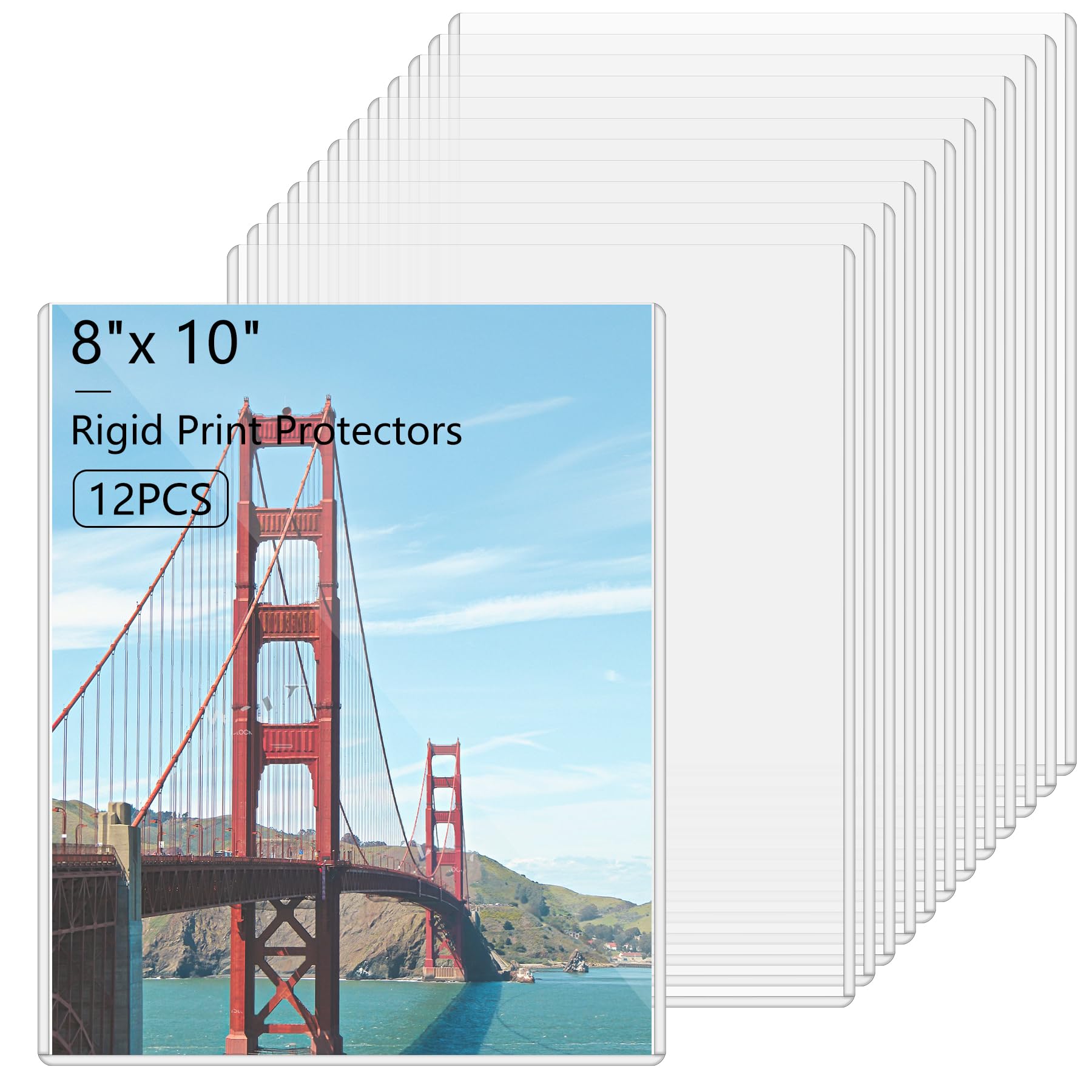AKONEGE 12PCS 8" x 10" Rigid Print Protectors Clear Hard Plastic Page Sheet Protectors Photo Holder Poster Plastic Sleeves for Prints, Autograph Pictures, Photographs, Birth Certificate Protector