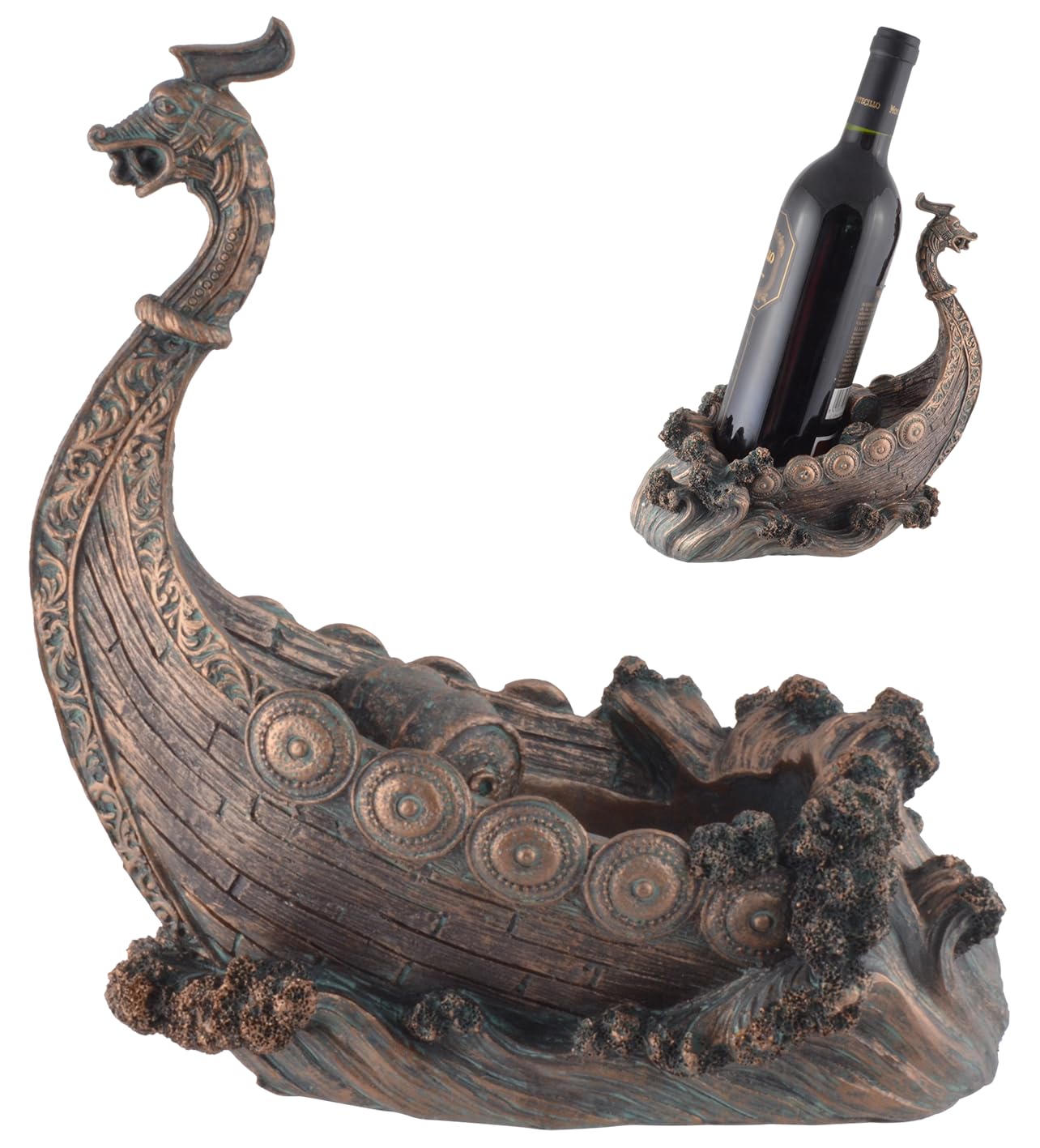 VOGLER Joh. Vogler GmbHViking Ship Wine Bottle Holder Made of Artificial Stone Hand Painted without Bottle