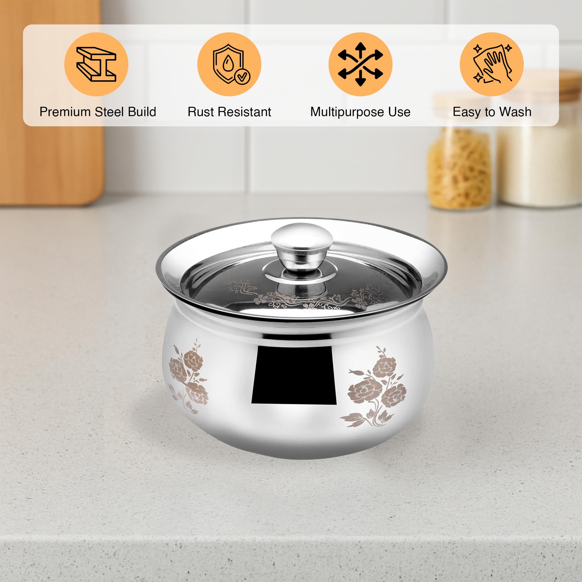 Stainless Steel Handi - Dahi Handi & Biryani Pot -3