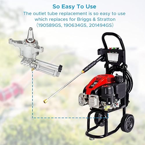 Miniatura 5 de Piezas para lavadora a presión, piezas de lavadora eléctrica Craftsman, repuesto de tubo de salida 190589GS 190634GS 201497GS compatible con bomba