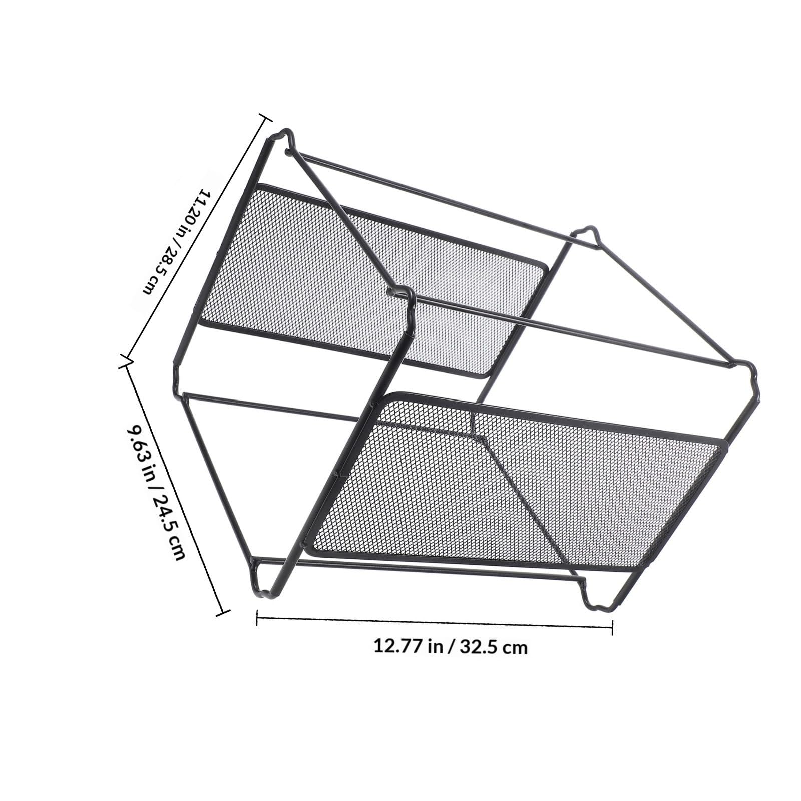 Mikikit Porta Cartelle Sospese A4 in Ferro Nero per Documenti e Libri Lavorazione Fine e Classificazione Chiara per Studio e Dormitorio Dimensioni 32,5x28,5x24,5 Cm