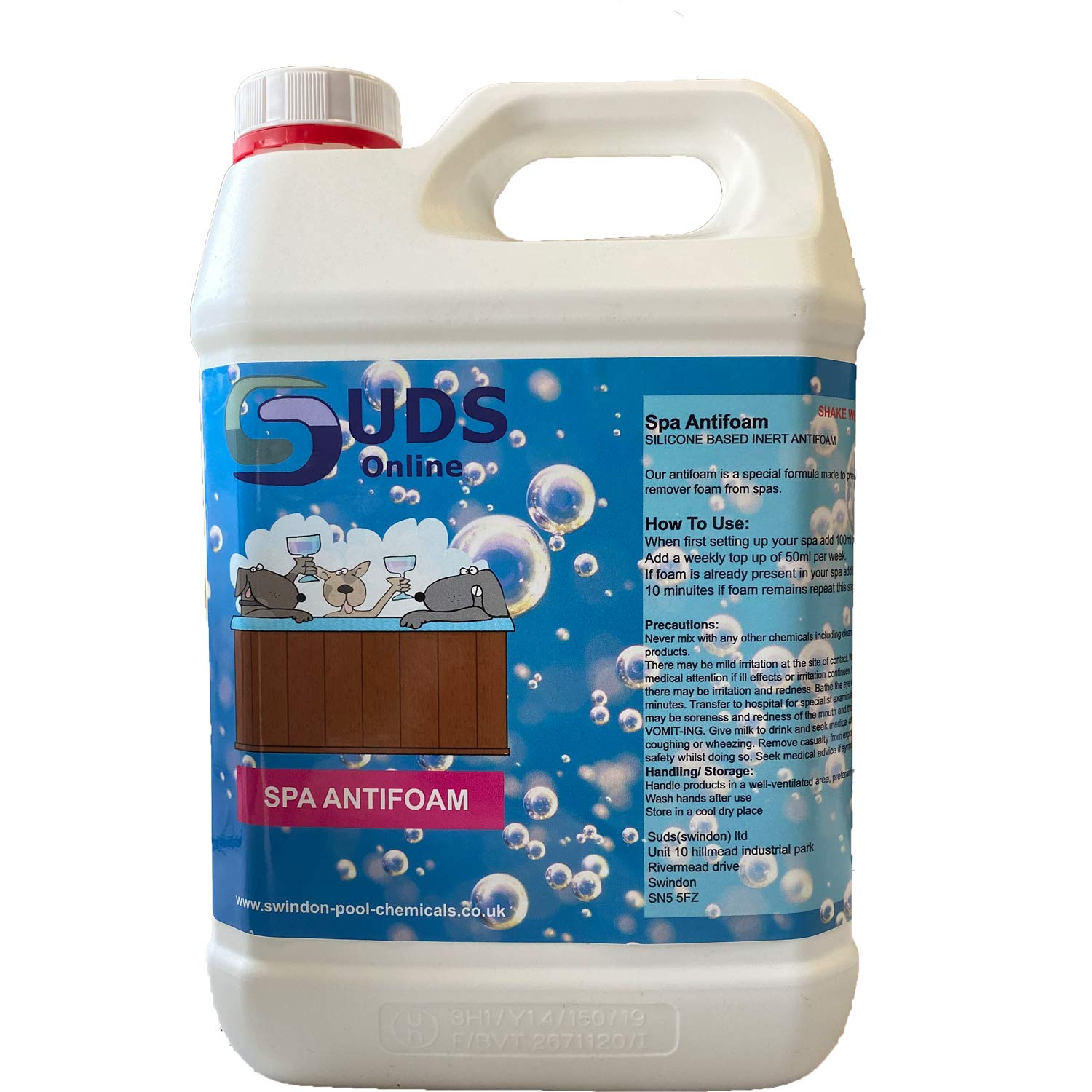 Suds-Online Litre No Foam Away Anti Foamer Fix Foaming Chemicals Hot Tub - High Concentrate Size 5