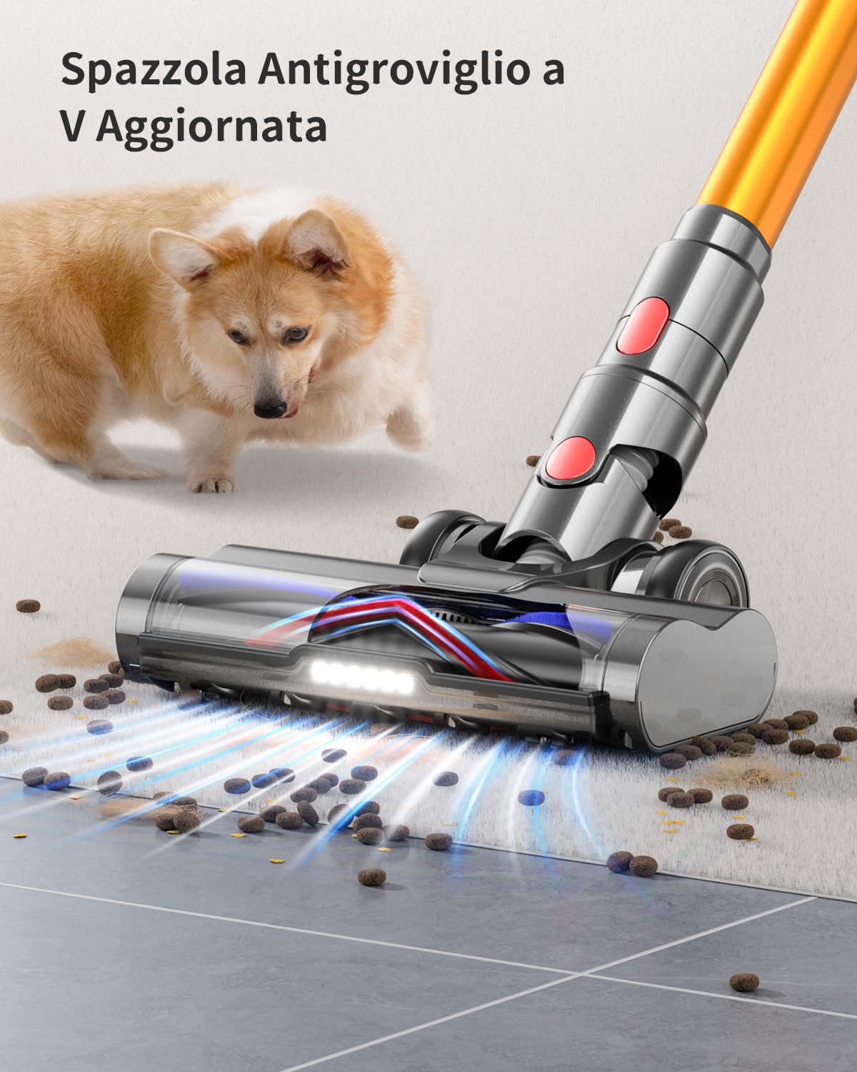 550W&45Kpa&60Mins Aspirapolvere Senza Fili Scopa Elettrica Senza Fili Potente con Touchscreen Intelligente e Anti-Avvolgimento 8 Stadi Filtrati/ 9 in 1 1,5L Aspirapolvere per Pavimenti/Tappeti/animal