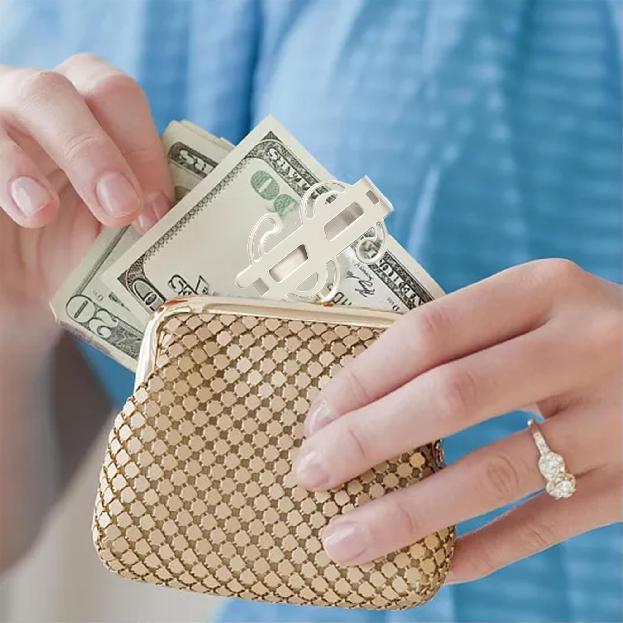 ZAHD 2 SZT. Klipsy na pieniądze męskie Klipsy na pieniądze Money Clip Spinki na banknoty Ultra cienki metalowy klips na pieniądze Klamra na gotówkę na banknoty Karta wizytowa Karta kredytowa, srebro