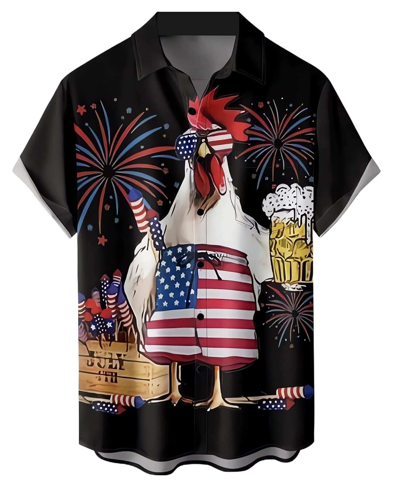 EcosunnyHawaiian Shirts for Men Short Sleeve Printed Bowling Casual Button Down Collar Beach Shirt