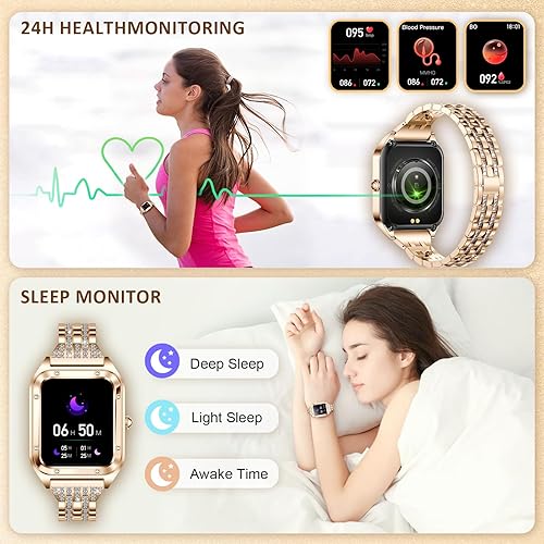 Miniatura 5 de Reloj inteligente (respuestahacer llamada), reloj inteligente de 1.59 pulgadas para mujer, resistente al agua IP67, esfera de diamante, rastreador