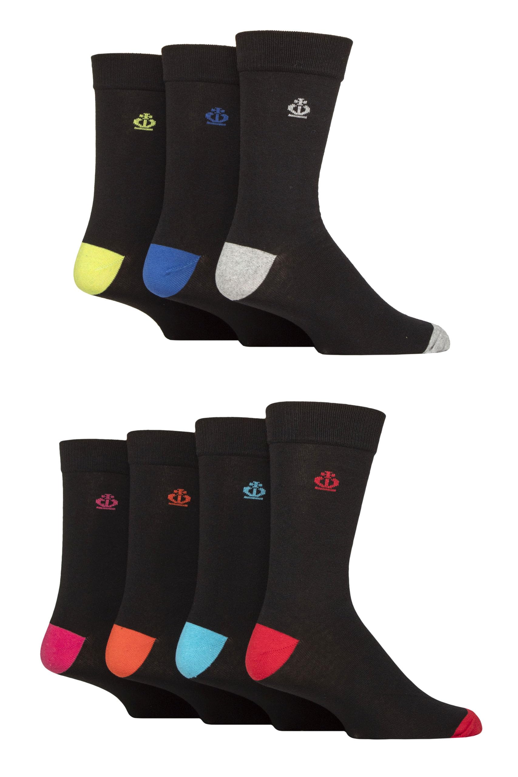 Jeff Banks Men's Heel & Toe Assorted Plain Recycled Cotton Socks Pack Of 7 (Uk, Numeric, 7, 11, Regular, Regular, )